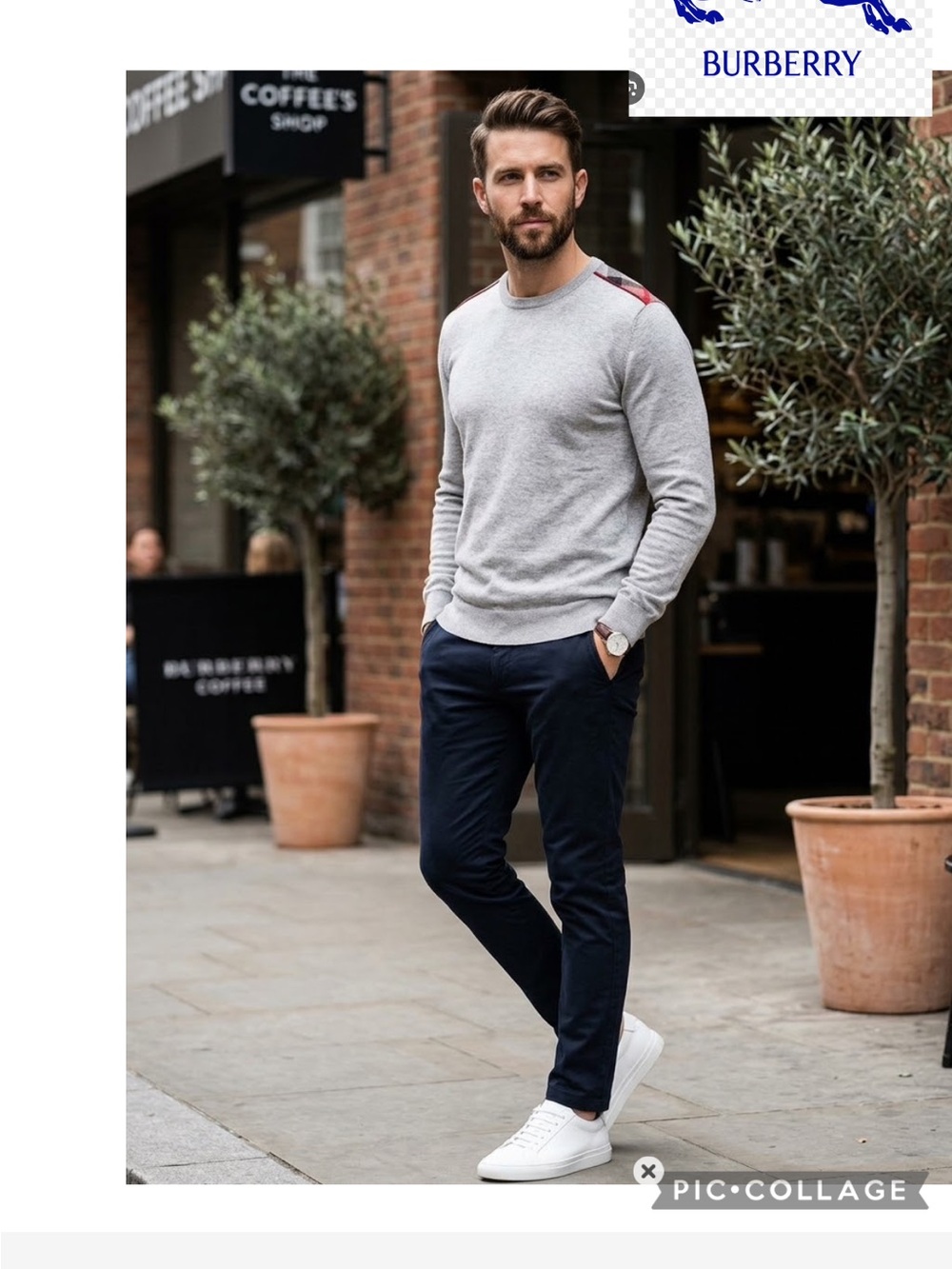 Burberry Navy Slim Chinos